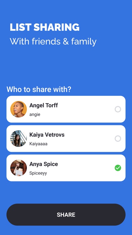 Family Shopping: Grocery list