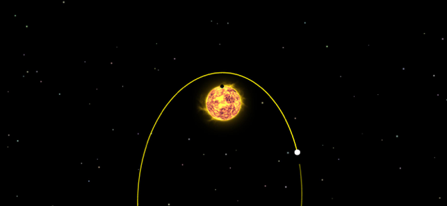 ‎Planeta Grawitacja — zrzut ekranu z symulacją orbity