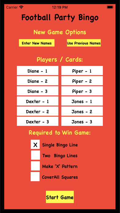 Football Party Bingo Screenshot