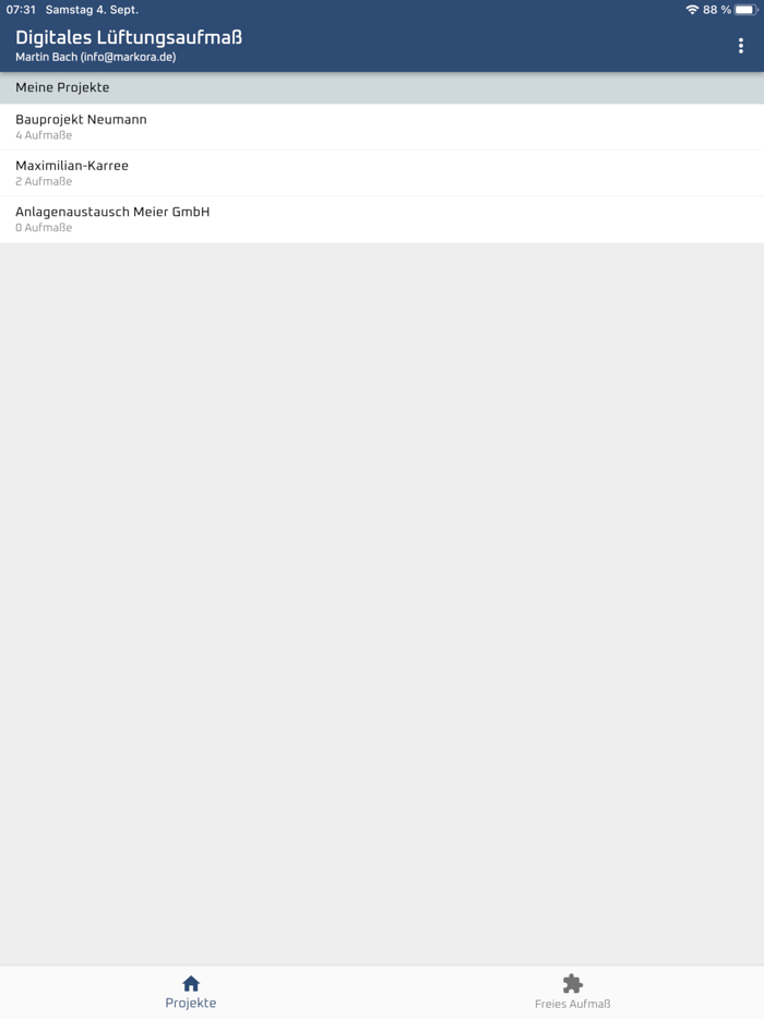 Digitales Lüftungsaufmaß