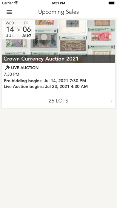 Crown Currency Auctions Screenshot