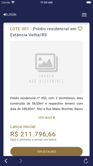 Valerio Iamin Leilões Screenshot