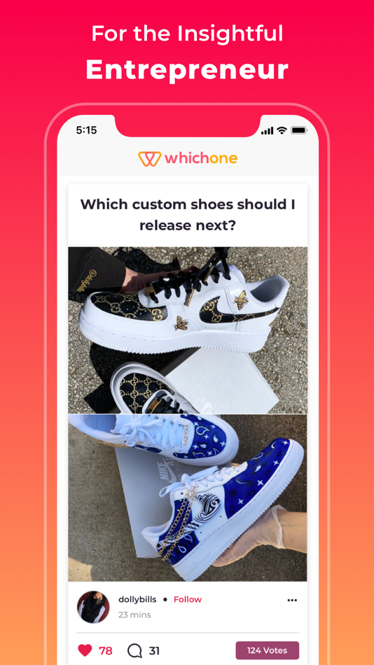 #5. WhichOne - Compare with Polls (iOS) By: Brandon Barooah