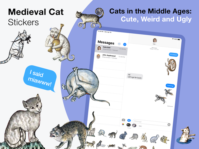 ‎Ortaçağ Kedi Çıkartmaları Ekran Görüntüsü