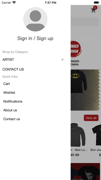 Comics Apparel Screenshot