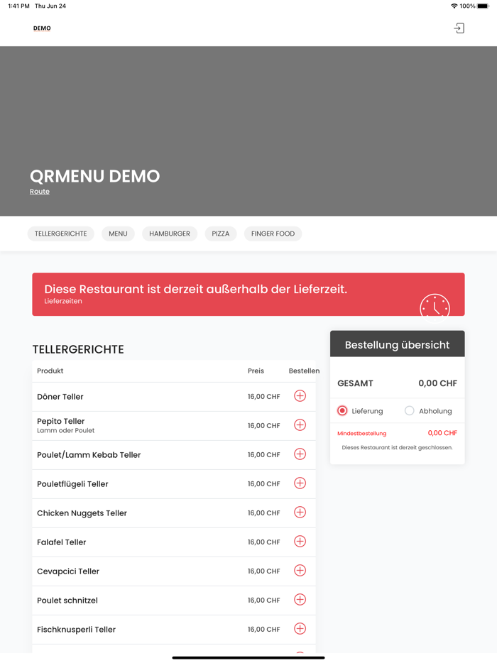 DEMO Qrmenue Restorant