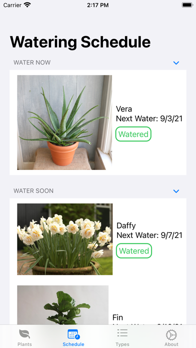 Plant Ed Plant Watering Diary Screenshot