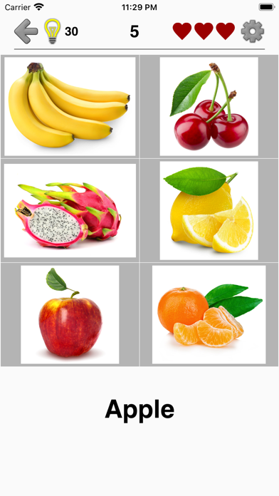 Fruit and Vegetables - Quiz Screenshot