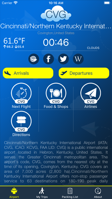 Cincinnati Airport CVG + Radar Screenshot