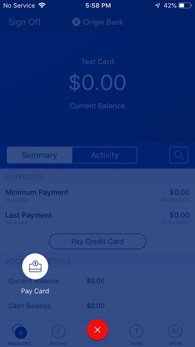 Origin Bank Business Card Screenshot