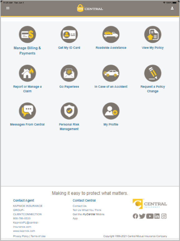 myCentral  Mobile iPad screenshot 1 - Utilities app