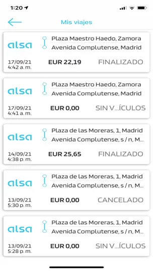 Captura de pantalla de Alsa Cab en iPhone 5