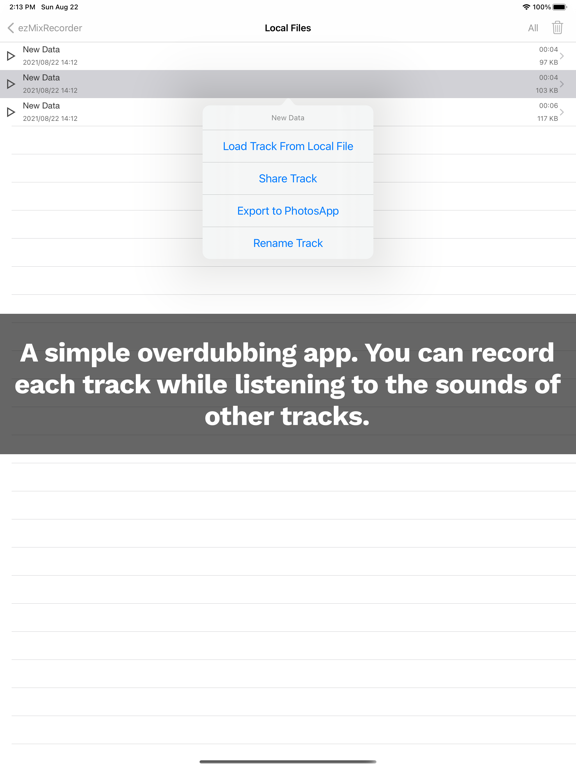 Overdub EasyMixRecorder iPad screenshot 4 - Music app