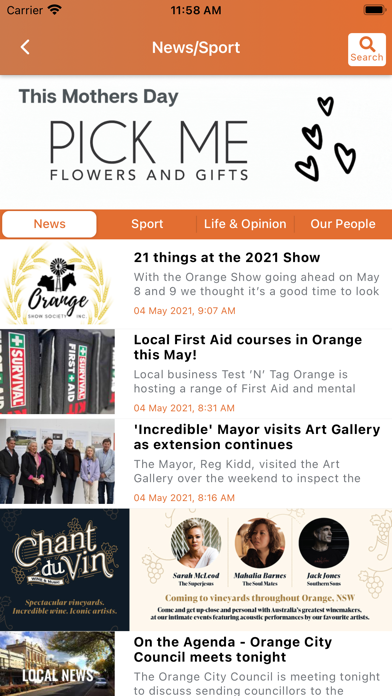The Orange App Screenshot