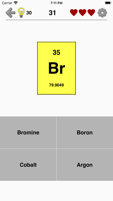 Elements & Periodic Table Quiz Screenshot