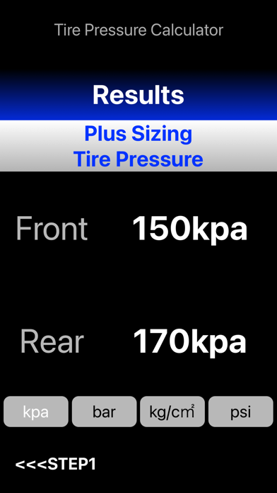 Plus Sizing Tire Pressure CALC Screenshot
