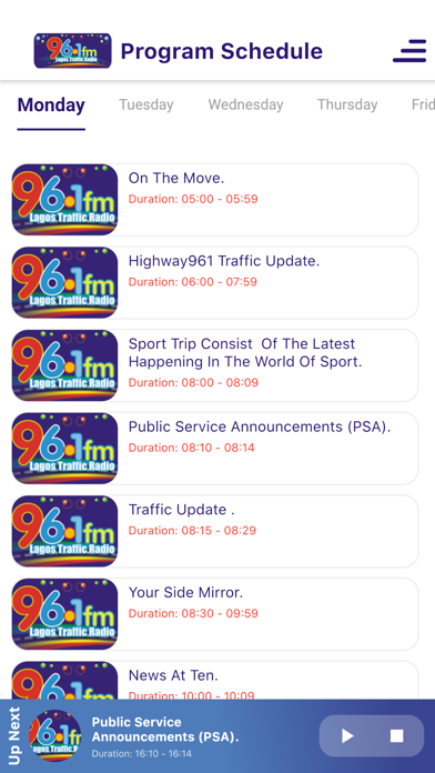 Lagos Traffic Radio 96.1 FM Screenshot