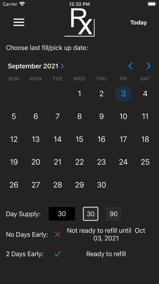#2. Rx Corner - Calendar (iOS) Podle: Collishaw Technologies