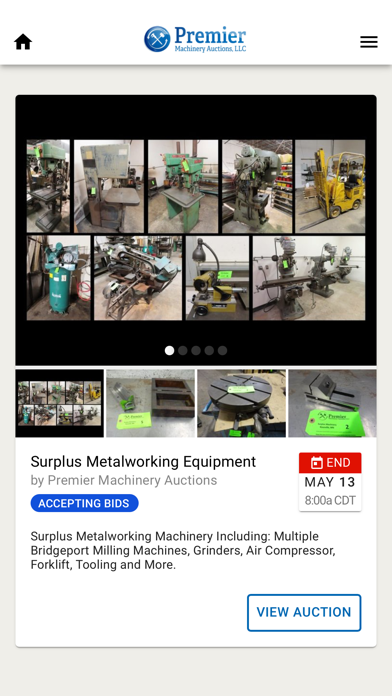 Premier Machinery Auctions Screenshot