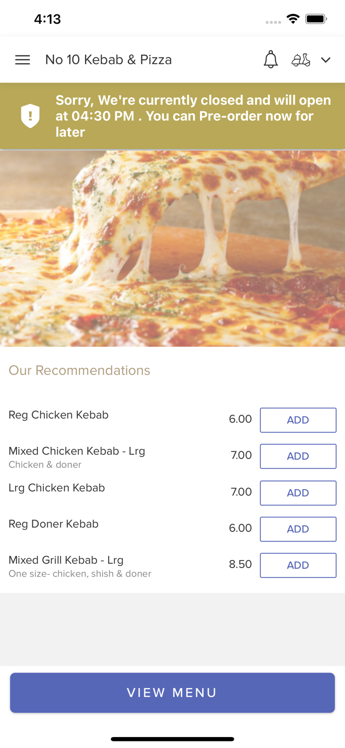 No 10 Kebab Pizza