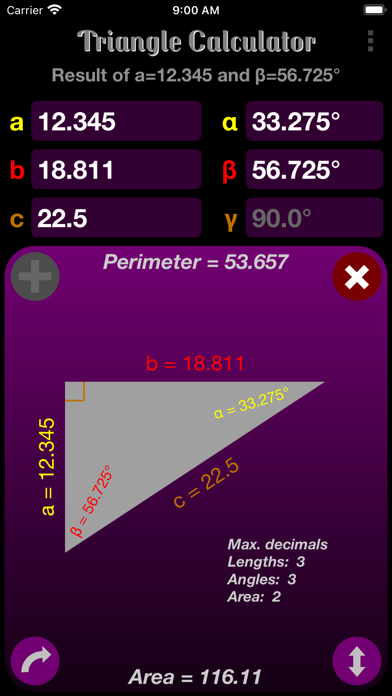 Triangle Calculator Screenshot