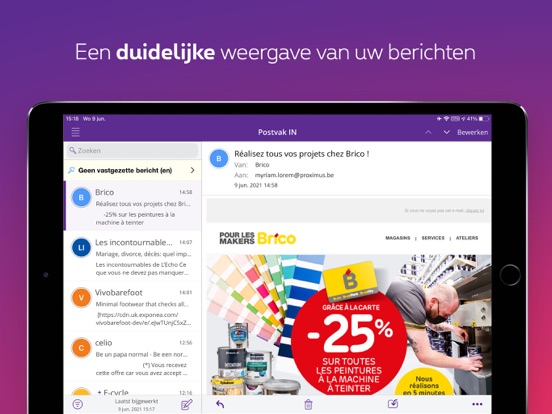 Proximus Mail iPad app afbeelding 4