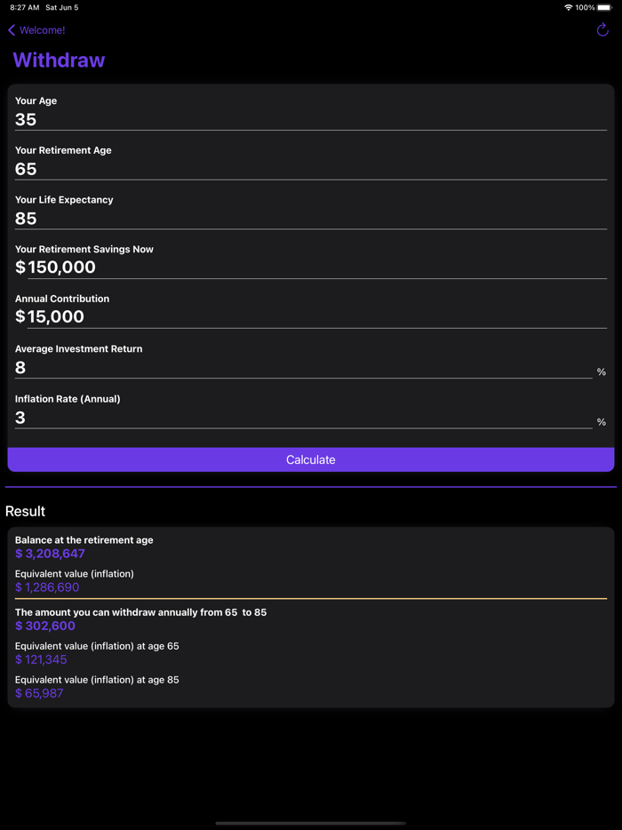 Retirement Calculator - Calc