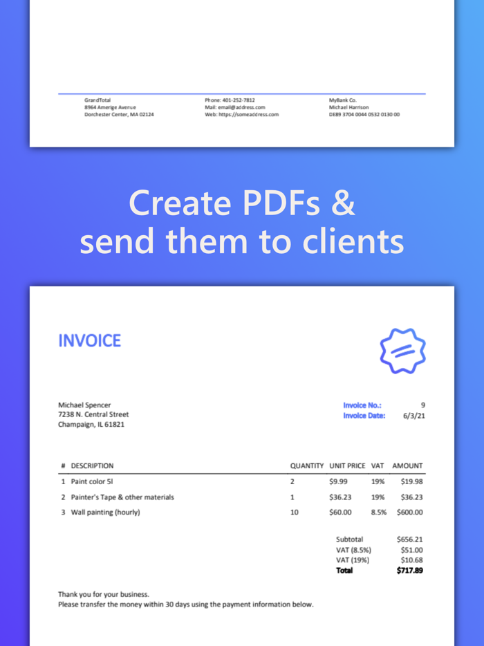 SubTotal Invoice Maker