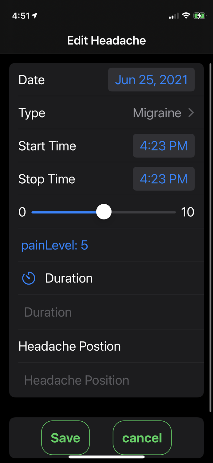 My Simple Headache Tracker