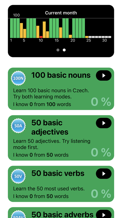 Czech Vocabulary Screenshot
