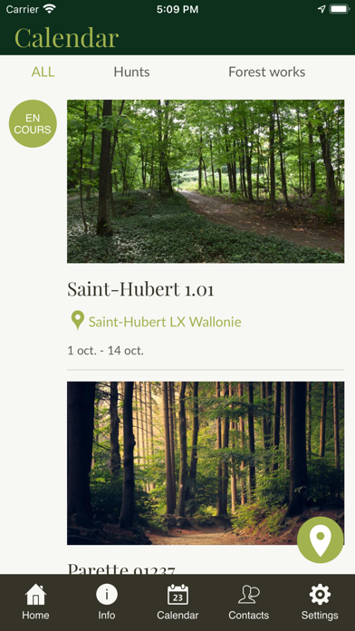 Calendrier des chasses Screenshot