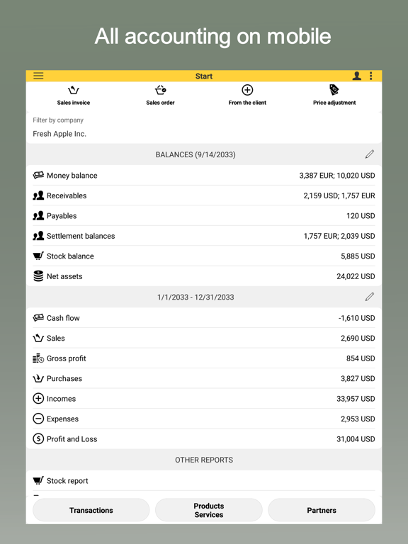 TEAM: Bookkeeping, Inventory iPad screenshot 1 - Business app