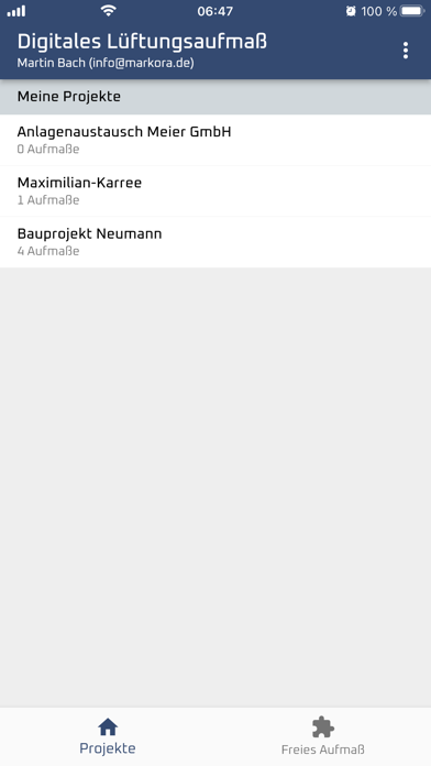 Digitales Lüftungsaufmaß Screenshot