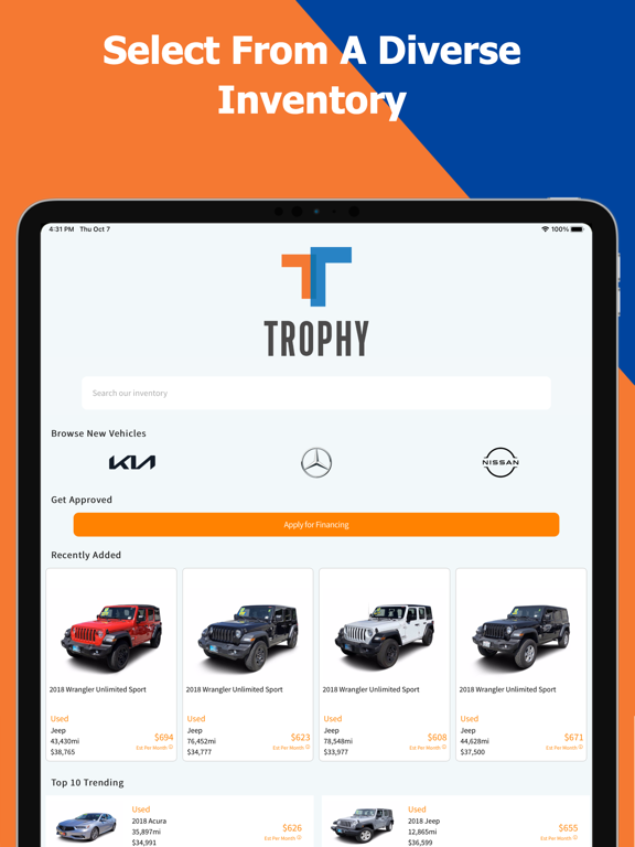 Trophy - Buy & Sell Cars iPad screenshot 2 - Shopping app