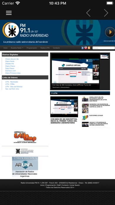 Radio Universidad FM 91.1 Mhz Screenshot