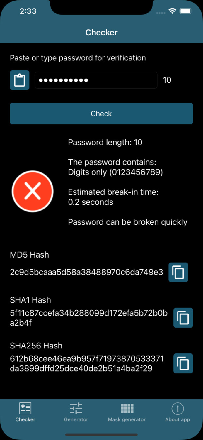 Password checker, generator