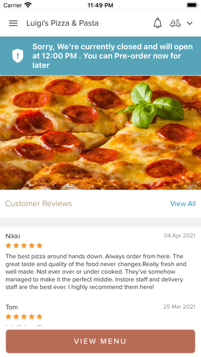 Luigi's Pizza and Pasta Screenshot
