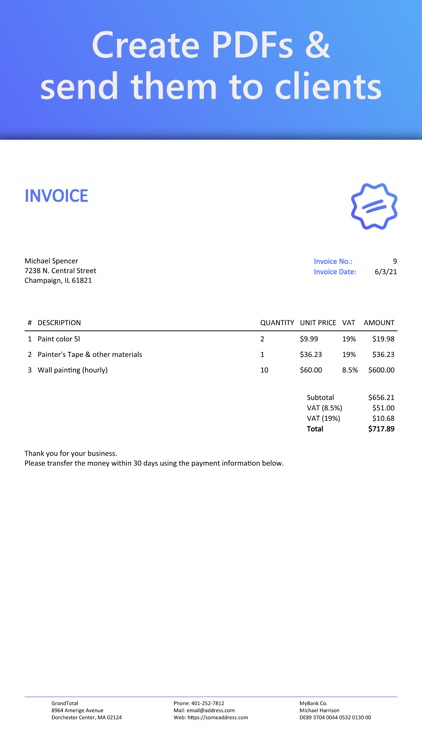 Invoice Maker: SubTotal
