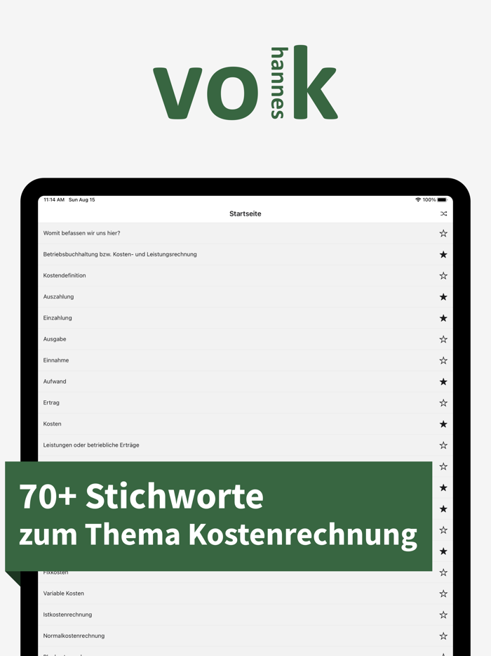Kostenrechnung - Stichworte