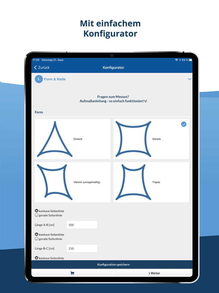 Sonnensegel nach Mass