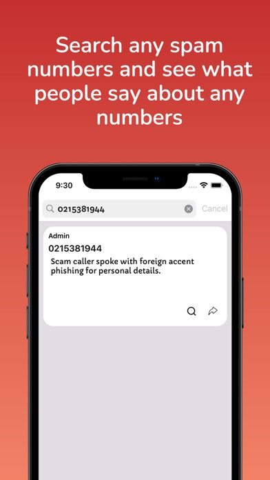 Spam Numbers Screenshot