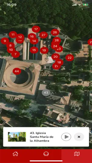 Captura de pantalla de Audioguía Alhambra en iPhone 6