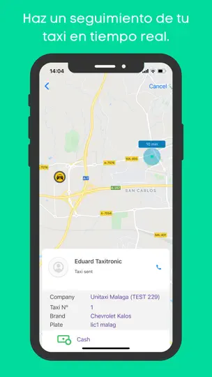 Captura de pantalla de UniTaxi Apps en iPhone 8