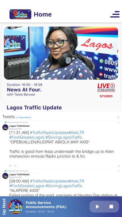 Lagos Traffic Radio 96.1 FM Screenshot