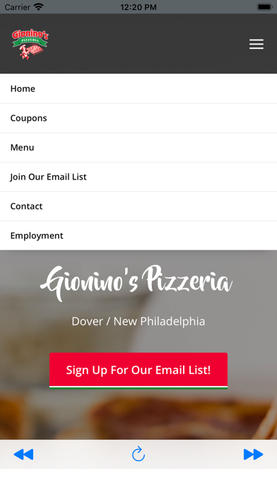 Gionino's Pizzeria of Dover Screenshot