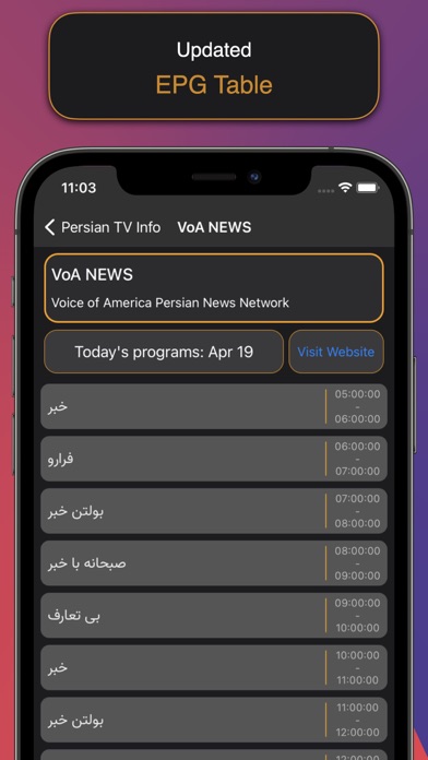 Farsi TV Info Screenshot