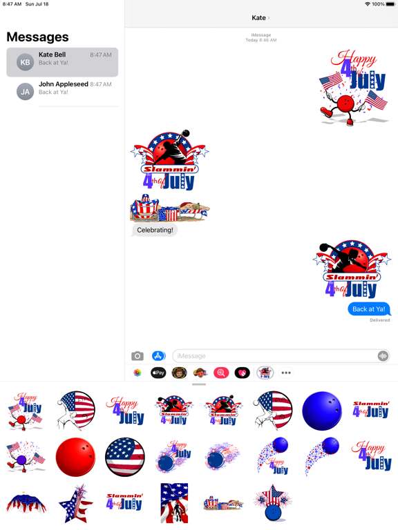 Screenshot #4 pour Bowling 4th of July Stickers