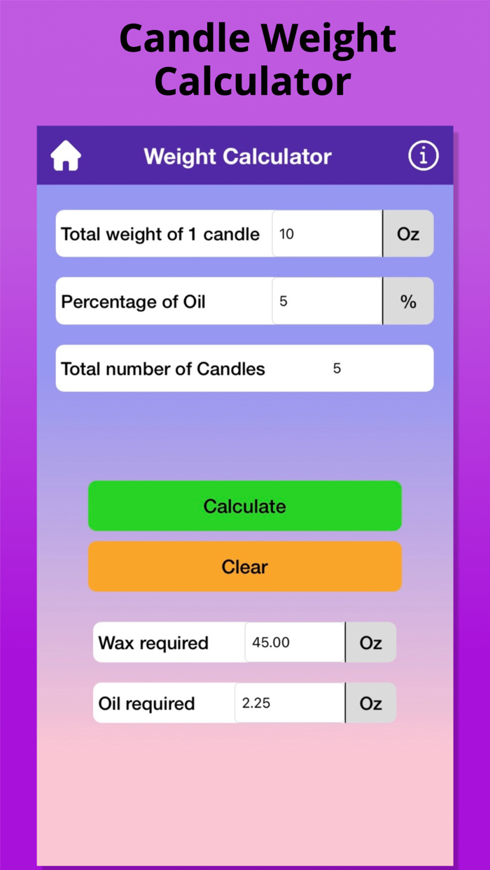 Candle Calculator CostWeight