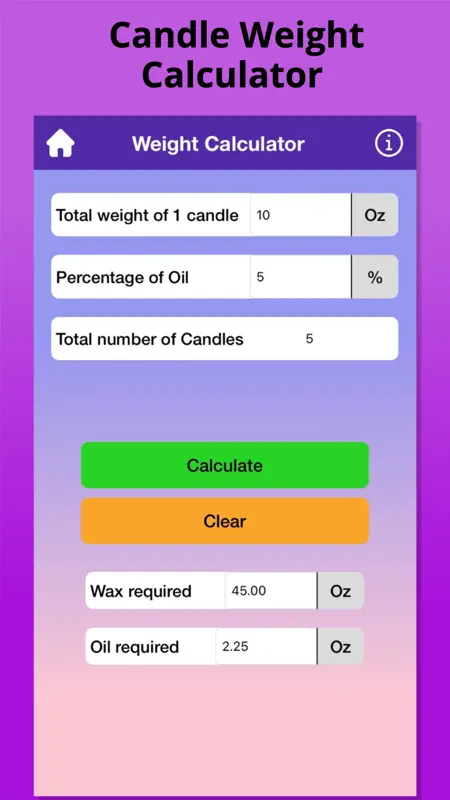Candle Calculator: Cost,Weight screenshot 2 of 5