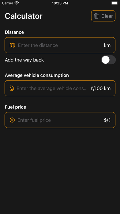 Fuel Trip Calculator Screenshot
